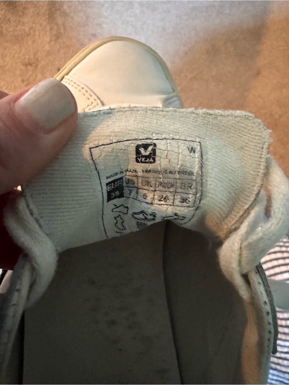 Veja White Leather Sneakers with Black V Accent - Picture 5 of 5